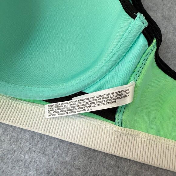 Victoria's Secret Sport VSX‎  Zip Front Sports Bra Size 34C Neon Yellow & Black - Picture 8 of 13